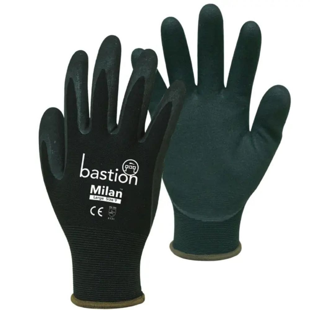 Bastion Milan Black Nylon Gloves