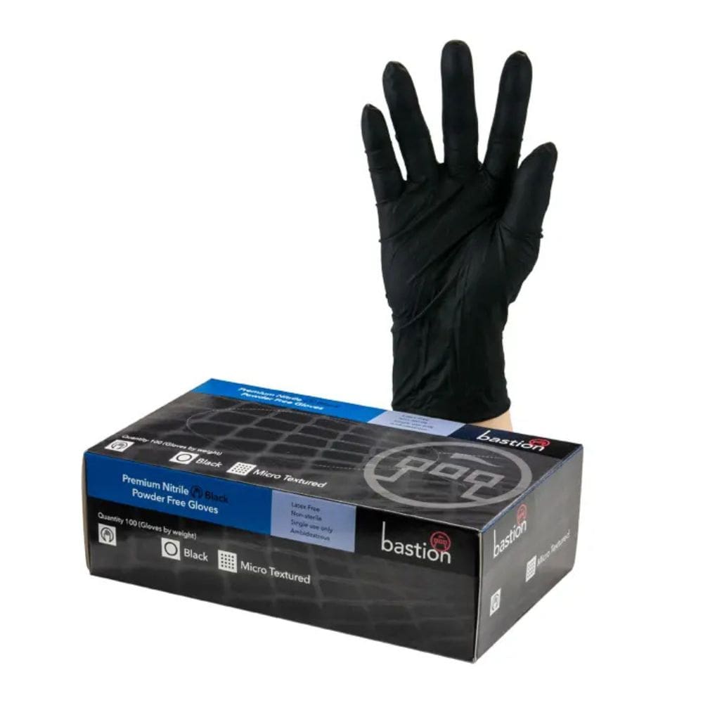 Bastion Premium Black Nitrile Powder Free Gloves