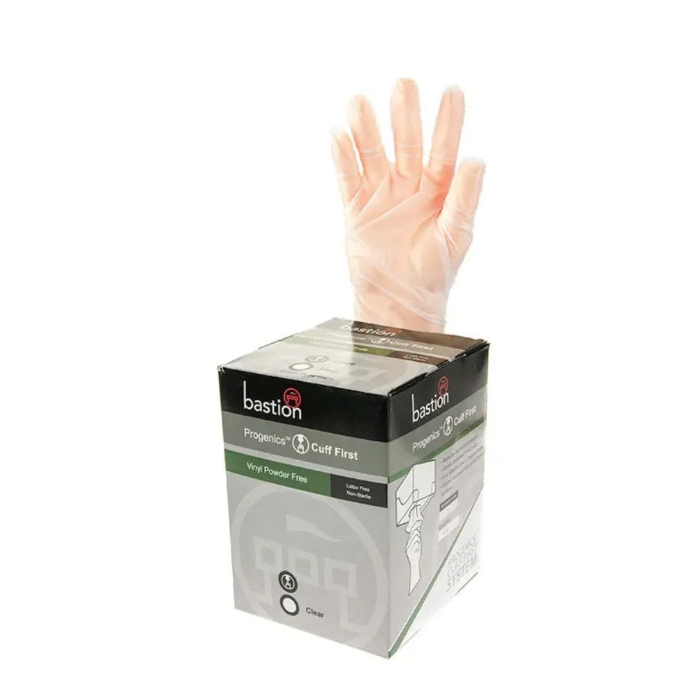 Bastion Progenics Vinyl Powder Free Clear Gloves
