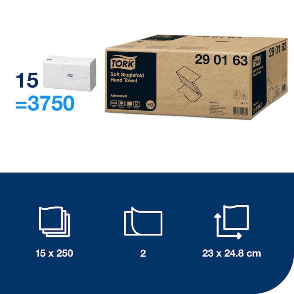 Tork H3 Soft Singlefold Hand Towels 2 Ply