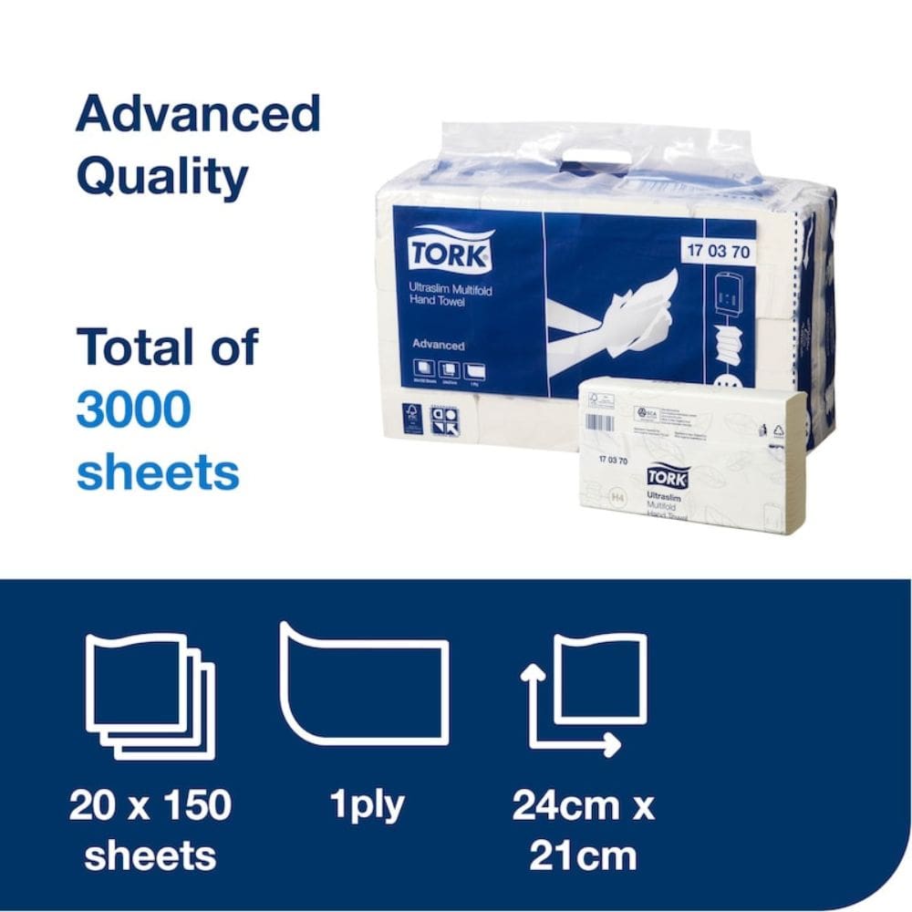 Tork H4 Multifold UltraSlim Advanced Hand Towel 1 Ply