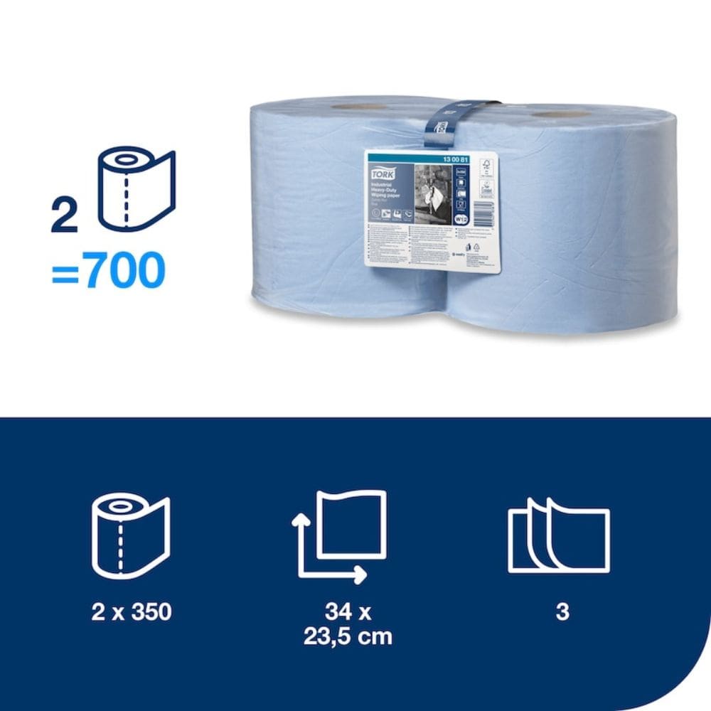 Tork Industrial Heavy Duty Blue Wiping Paper 3 Ply