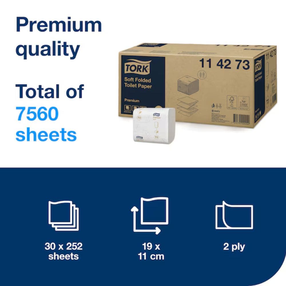 Tork T3 Soft Folded Toilet Tissue 2 Ply 114273
